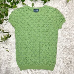 ModCloth Pointelle Green Short Sleeve Sweater Size Medium